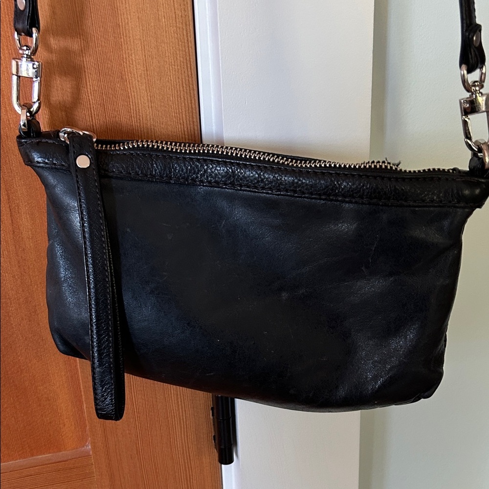 Indigo and black Leather Crossbody Bag